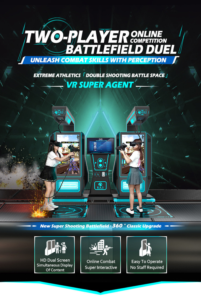 ماشین تیراندازی واقعیت مجازی اسلحه بازی ماشین تفریحی 2 بازیکن سواری 9d VR شبیه ساز 0